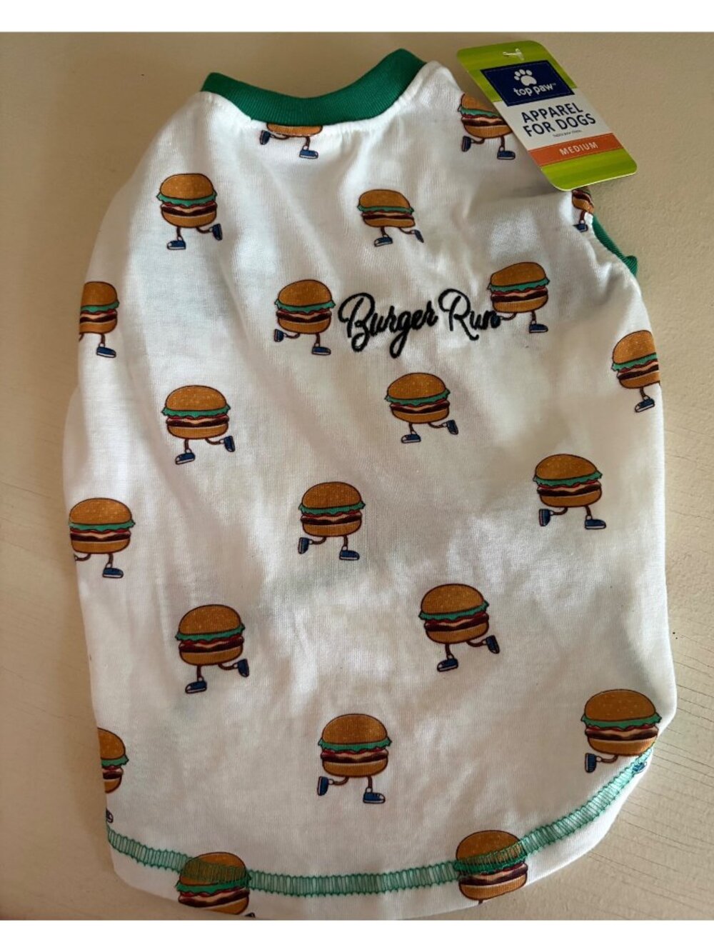 Pet Apparel Dog Shirt Top Paw "Burger Run" Size Medium